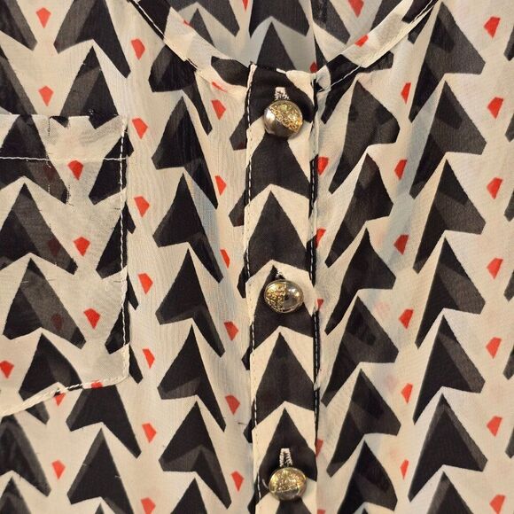 Poetry Sheer Sleeveless Button Front Blouse Cropped With Waist Tie Size Small - Picture 6 of 10